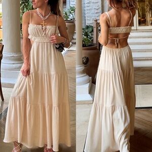 12th Tribe - Beige Boho Maxi Dress